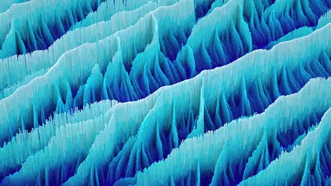 Abstract topographic background of blue gradient waves. Seamless loop animation Stock Footage 134962513