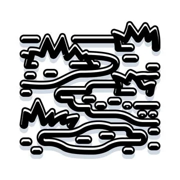 Abstract topographic landscape structure with winding lines Stock Illustration