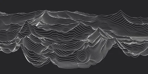 Abstract topographic lines creating dark terrain landscape 스톡 일러스트