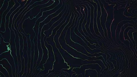 Abstract topographic lines on dark background create Stock Footage 337950581