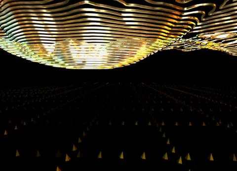 Abstract topographic map 3D background with shiny golden lines in sci-fi Stock Illustration