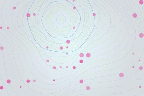 Abstract topographic map background featuring soft pink circles for data di.. 스톡 일러스트