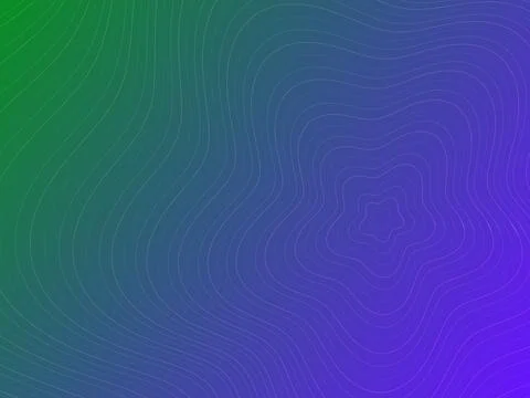 Abstract Topographic Map Background with Green and Purple Gradient Wavy Lin.. Stock-Illustration