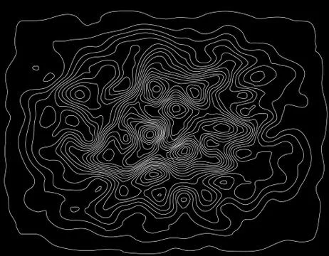 Abstract topographic map. Black background. Vector outline illustration. 库存插图