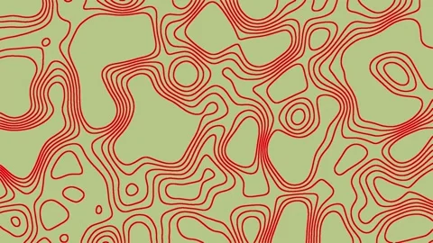 Abstract Topographic Map Contour Lines Red Seamless Vector Pattern Stock Footage 317103254