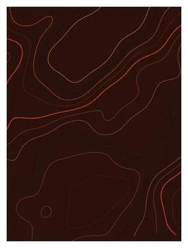 Abstract topographic map line art on dark brown background. Stock Illustration