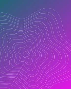 Abstract Topographic Map Line Pattern on Vibrant Purple and Teal Gradient B.. Stock Illustration