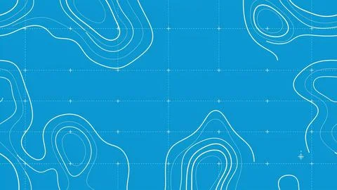 Abstract topographic map lines with grid pattern on blue background Stock Illustration