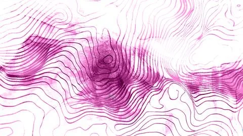 Abstract topographic map pattern with flowing purple contour lines and gradient Stock Illustration