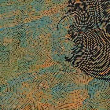 Abstract topographic map pattern with swirling contour lines, geometric optical Stock Illustration
