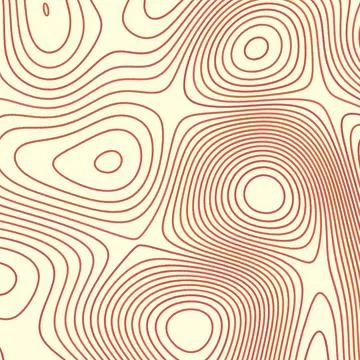 Abstract Topographic Map Pattern with Terracotta Contour Lines on Beige Stock Illustration