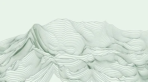 Abstract topographic map showing mountain contour lines Stock Illustration