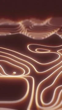 Abstract topographic surface made of glowing golden contour lines forming s.. Stock Illustration