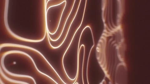 Abstract topographic surface made of glowing golden contour lines Stock Illustration