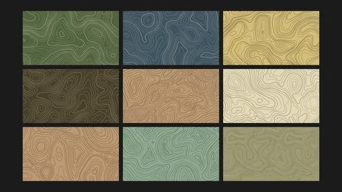 Abstract Topographic Terrain Background Set Illustrazione stock
