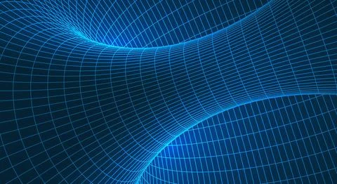 Abstract topography tunnel with 3D wireframe mesh Illustrazione stock