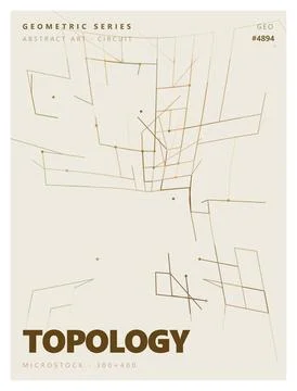 Abstract topology map poster design with geometric circuit lines and nodes. イラスト素材