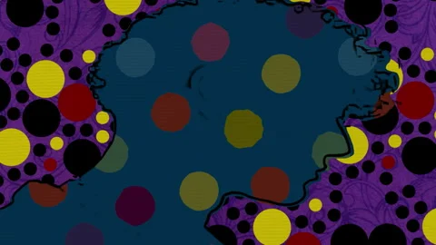 Abstract Torn Paper Collage with Colorful Pattern and Dark Blue Center Stock Footage 345006965