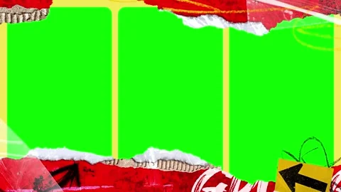 Abstract torn paper texture border with green screen center for creative Stock Footage 341322334