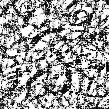 Abstract torn stripes. Dry brush effect. Black and white seamless pattern. Illustrazione stock