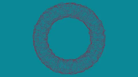 Abstract torus of floating lines and polygons with copy space. 3D rendering Stock Illustration