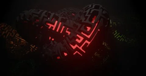 Abstract torus knot with internal glow in the form of a labyrinth 3d Illustrazione stock