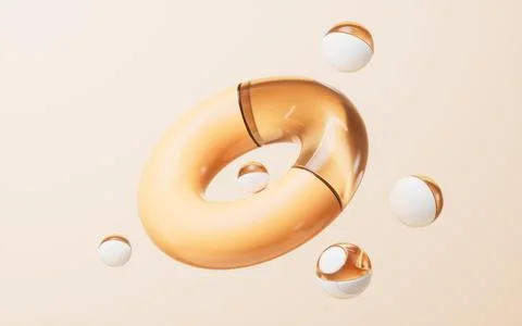 Abstract torus shape glass geometry, 3d rendering. Stock Illustration