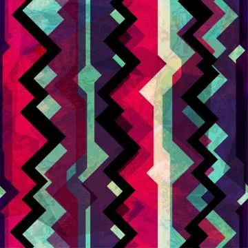 Abstract totem seamless pattern with grunge effect Stock Illustration