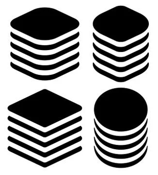 Abstract tower, stack shapes. HDD, server symbols. Stock Illustration