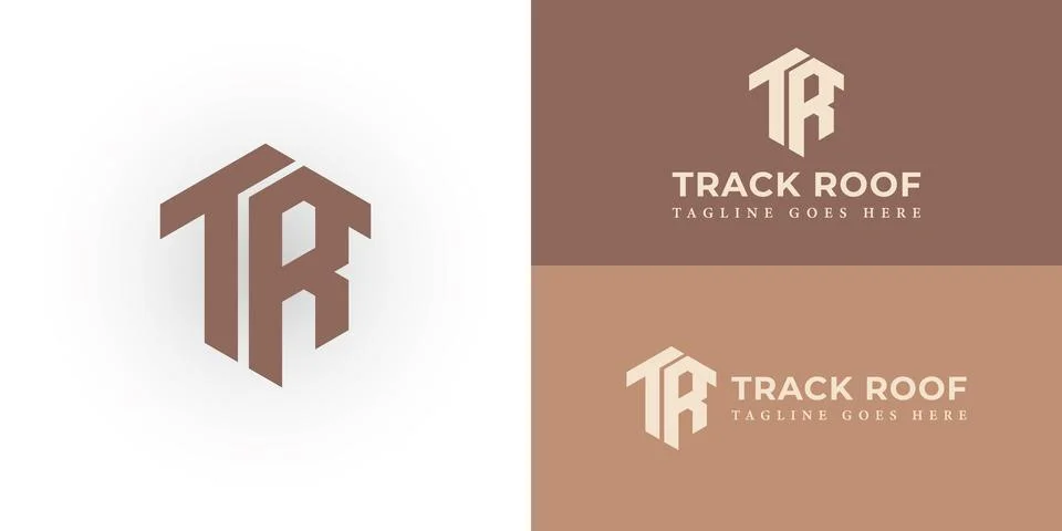 Abstract TR initial letters looping linked hexagon monogram logo in brown color Illustrazione stock