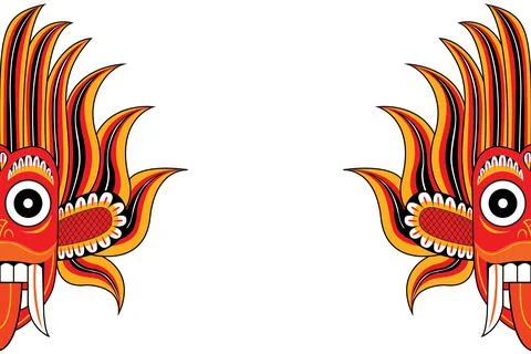 Abstract Traditional devil mask of Sri Lanka isolated vector drawing Stock Illustration