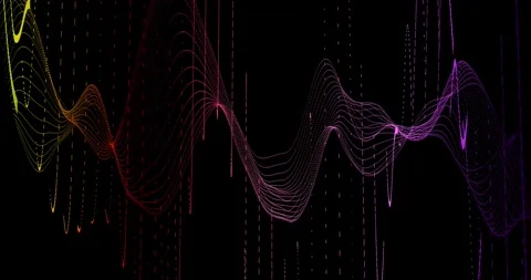 Abstract trails of particles undulate across a dark background, creating dyn Stock Footage 325740514