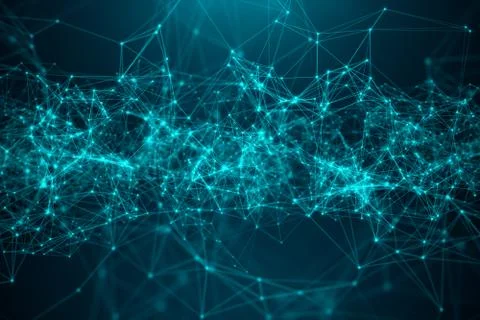 Abstract transfer big technology. Digital landscape with Global connecting, low Stock Illustration