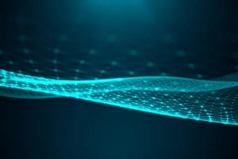 Abstract transfer big technology. Digital landscape with Global connecting, low Stock-Illustration