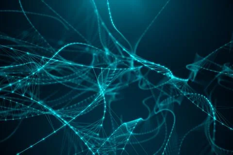 Abstract transfer big technology. Digital landscape with Global connecting, low Stock Illustration