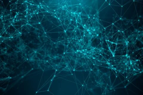 Abstract transfer big technology. Digital landscape with Global connecting, low Stock Illustration