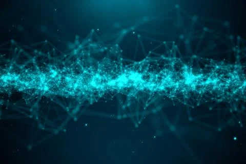 Abstract transfer big technology. Digital landscape with Global connecting, low イラスト素材