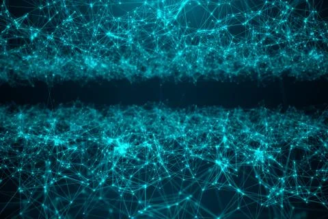 Abstract transfer big technology. Digital landscape with Global connecting, low イラスト素材
