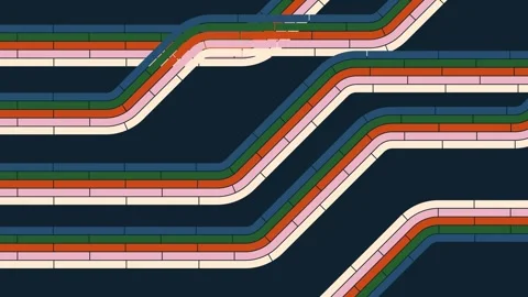 Abstract transit map animation with green and red intersecting routes Stock Footage 345375448