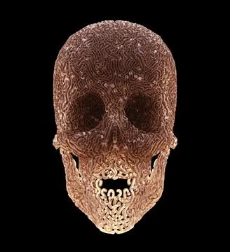 Abstract Translucent Carved Skull Isolated On Black Background Stock Illustration