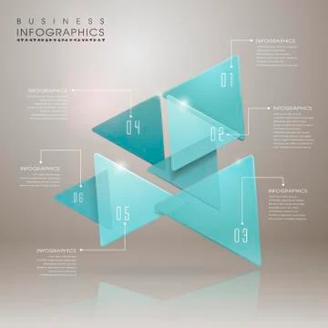 Abstract translucent geometric arrow infographic elements Stock Illustration