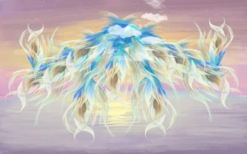 Abstract translucent multicolored lines on a pink background Stock Illustration