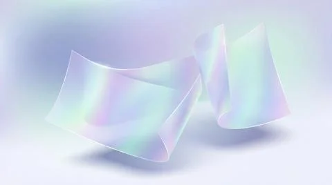 Abstract translucent sheets waving, holographic colors, soft light backgrou.. Stock Illustration