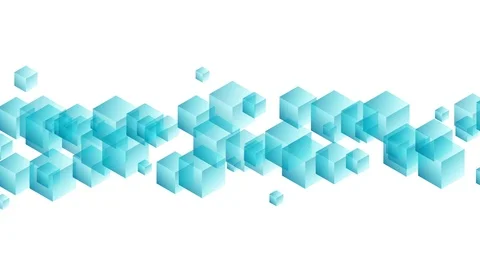 Abstract transparent 3D isometric virtual cube box wave moving pattern Stock Footage 94096362