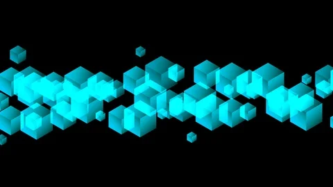 Abstract transparent 3D isometric virtual cube box wave moving pattern Stock Footage 94096407