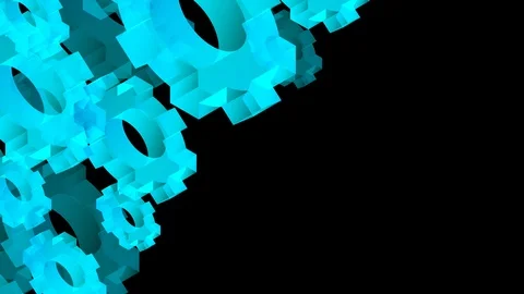Abstract transparent 3D isometric virtual engineering gear moving pattern Stock Footage 94098555