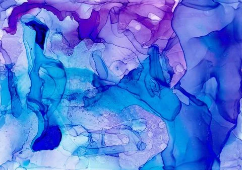 Abstract transparent blue-violet background with splashes and waves in the techn Stock Illustration