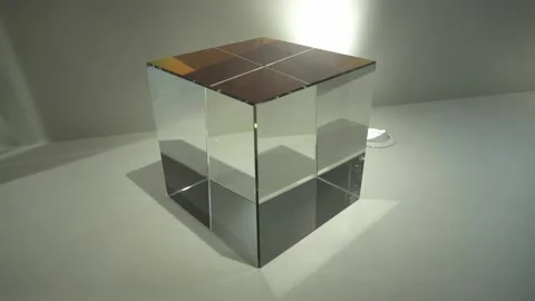 Abstract transparent glass cube design with optical properties creating visual Stock Footage 335762505