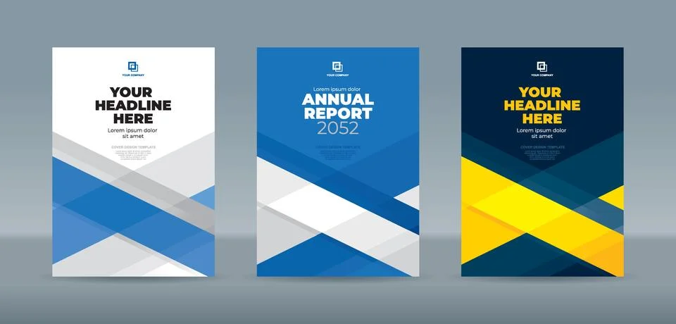 Abstract transparent rectangle on white blue background. A4 book cover template Stock Illustration