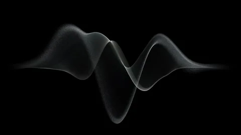 Abstract transparent wavy shape of white gray grain particles on black back Vídeos de archivo 347686042